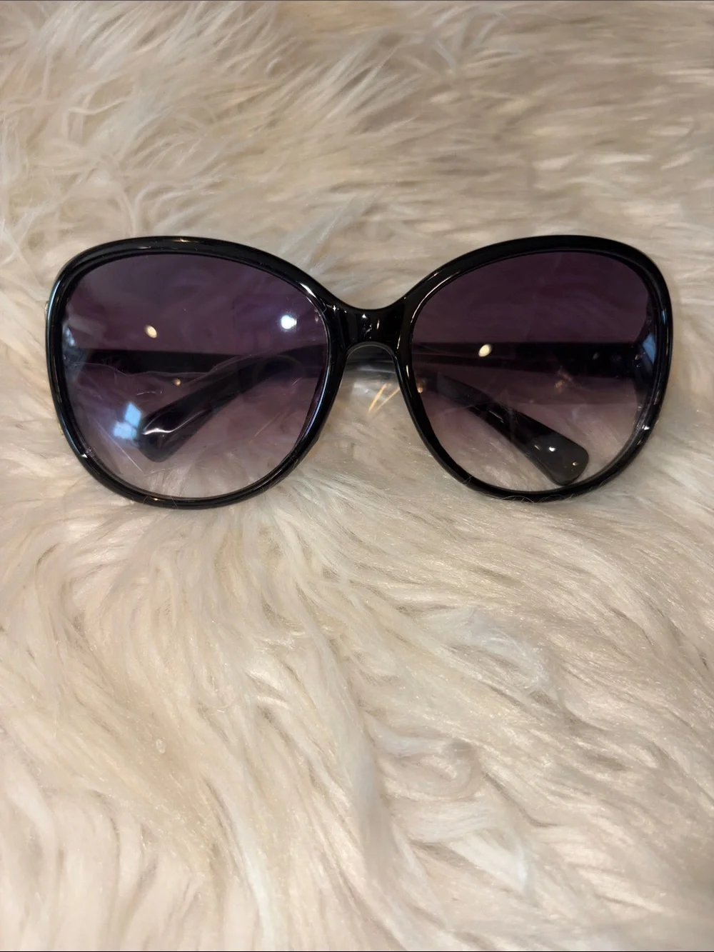 Women's Oversized Black Sunglasses with Purple Gradient Lenses New without tags